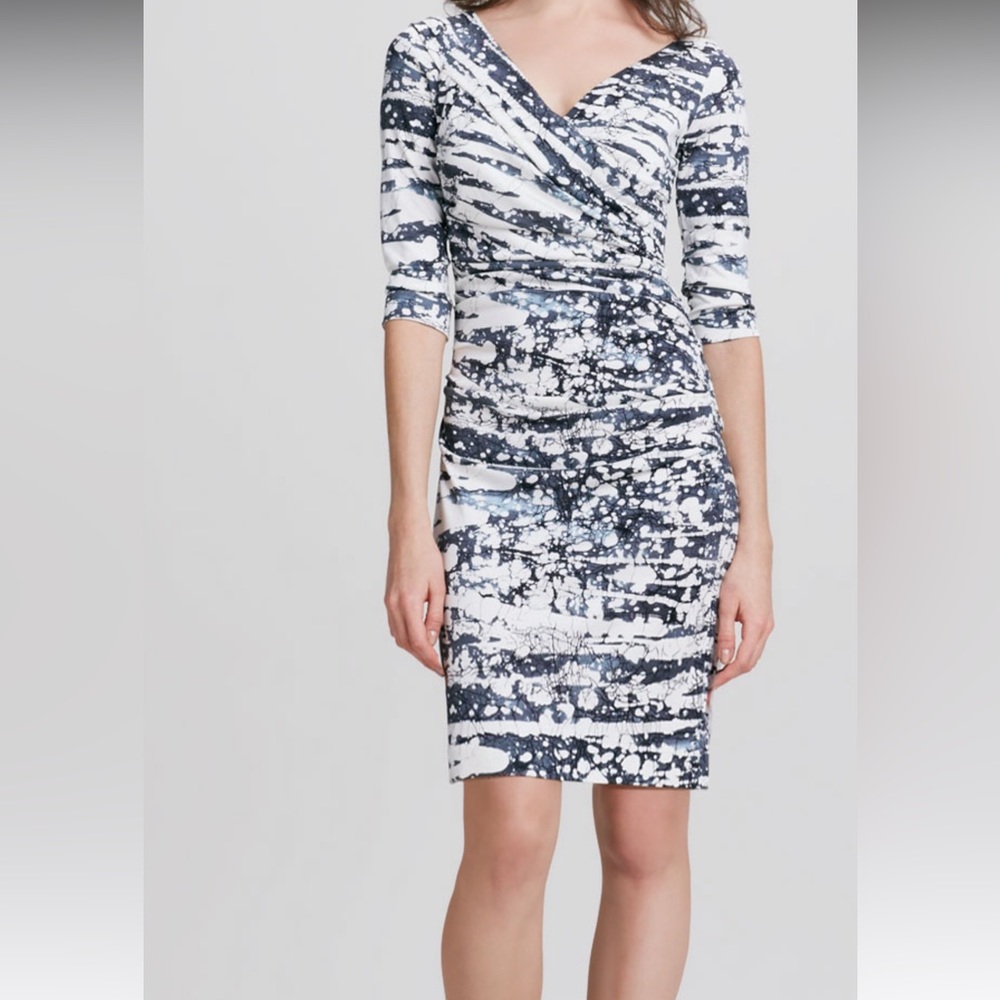 Beautiful grey/white DVF midi dress.  Sophisticated and stylish.